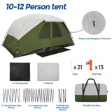 10-12 Person Camping Tent With Rainfly And Screen