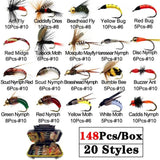 40-148 Pc/Box Trout Fly Fishing Assorted Flies