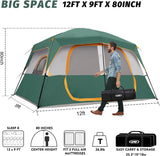 8-Person Family Tent, Easy Setup, Waterproof with Rainfly