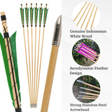 Wooden Longbow Arrows 32" Natural Turkey Feather