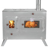 Hot Tent Stove with 4 Chimney Pipe