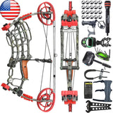 Short Axis Compound Bow Set Kit 30-60Lbs Adjustable Draw Weight Ambidextrous