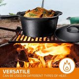 Camping Cooking Set O 7. Pre Seasoned Cast Iron Pots And Pans Dutch Oven With Lids or Outdoor Comeire. Grill Cookware Skillet Se