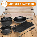 Camping Cooking Set O 7. Pre Seasoned Cast Iron Pots And Pans Dutch Oven With Lids or Outdoor Comeire. Grill Cookware Skillet Se