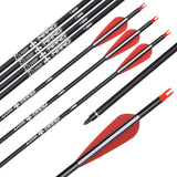Elong 6/12PCS 26/28/30" Arrows for Compound Bows,Carbon Hunting Arrows for Archery Spine 500 with 100 Grain Screw Tips