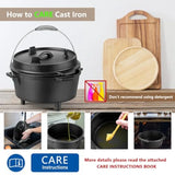 7 QT Cast Iron Dutch Oven, Large 2 in 1 Camp Pre-Seasoned Deep Pot and Lid Skillet Pan, Heavy Thick 7 Quart Multiple Cookware w