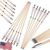 Wooden Arrows, 12 pcs, with 5" Turkey Feathers