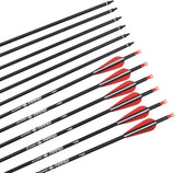Elong 6/12PCS 26/28/30" Arrows for Compound Bows,Carbon Hunting Arrows for Archery Spine 500 with 100 Grain Screw Tips