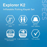2-Person Inflatable Kayak Set with Deluxe 86in Paddles