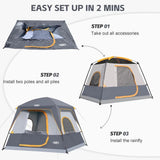 Portable Cabin Tent, 4-Person Easy Setup