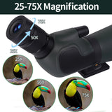 25-75x80 Upgrade Spotting Scope HD Large Field Powerful Zoom Monocular Telescope FMC BAK4 for Bird Watching Target Shooting