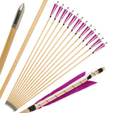 Wooden Longbow Arrows 32" Natural Turkey Feather