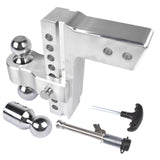 Silver 2.5" 8" Drop Adjustable Towing Hitch