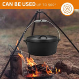 Camping Cooking Set O 7. Pre Seasoned Cast Iron Pots And Pans Dutch Oven With Lids or Outdoor Comeire. Grill Cookware Skillet Se