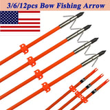 3/6/12Pcs Bowfishing Arrows Fiberglass Solid Arrows