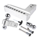 Silver 2.5" 8" Drop Adjustable Towing Hitch