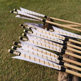 Wooden Arrows 12Pcs, 8mm Shaft with 5" Turkey Feathers