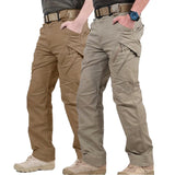 2pcs Men's Solid Color Cargo Pants, Breathable Tactical Pants Multi Pockets