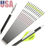 12pcs Pure Carbon Arrow 300/400/500