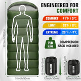 XXL Big and Tall 4 Season Sleeping Bag for Adults