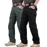 2pcs Men's Solid Color Cargo Pants, Breathable Tactical Pants Multi Pockets