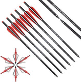 Crossbow Bolts 20 Inch Carbon w/Broadheads