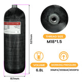 4500Psi 300Bar 6.8L Carbon Fiber Cylinder
