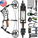 Short Axis Compound Bow Set Kit 30-60Lbs Adjustable Draw Weight Ambidextrous