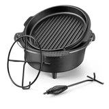7 QT Cast Iron Dutch Oven, Large 2 in 1 Camp Pre-Seasoned Deep Pot and Lid Skillet Pan, Heavy Thick 7 Quart Multiple Cookware w