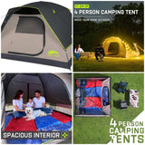 4/6 Person Dome Tents with Rainfly, Easy Setup