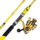 Durable Spinning Reel and 2-Piece Rod for Fresh and Saltwater Fishing