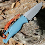 Stonewash Fixed Blade Knife Blue