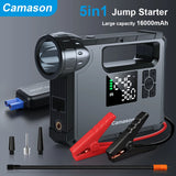 5-in-1 Car Jump Starter with Air Compressor Portable Flashlight