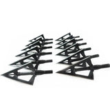 6/12pcs 100 Grain Hunting Fixed Blade Broadheads Arrowheads Black Tip Steel Bow Hunting
