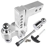 Silver 2.5" 8" Drop Adjustable Towing Hitch