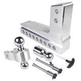 Silver 2.5" 8" Drop Adjustable Towing Hitch