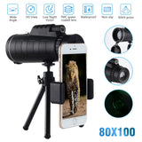 80x100 HD ZOOM Powerful Monocular Telescope Aluminium Alloy Tripod