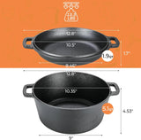 Cast Iron Double Dutch Oven W/ Loop Handles