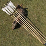 Wooden Arrows, 12 pcs, with 5" Turkey Feathers