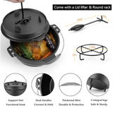 7 QT Cast Iron Dutch Oven, Large 2 in 1 Camp Pre-Seasoned Deep Pot and Lid Skillet Pan, Heavy Thick 7 Quart Multiple Cookware w