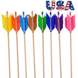 6pcs Handmade Wood Arrow Turkey Feathers Arrow Shaft Length 80cm Diameter 8.5mm for Shooting Target Hunting Accessories