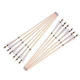Wooden Arrows, 12 pcs, with 5" Turkey Feathers