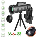 80x100 HD ZOOM Powerful Monocular Telescope Aluminium Alloy Tripod