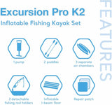2-Person Inflatable Kayak Set with Deluxe 86in Paddles
