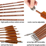 Mixed Carbon Arrows, 12 pcs, 31.5 Inch Spine