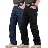 2pcs Men's Solid Color Cargo Pants, Breathable Tactical Pants Multi Pockets