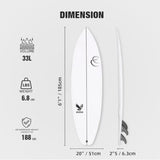 6'1" Shortboard 900 FRP with Fin Set and Leash