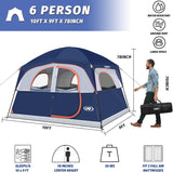 Double Layer 6-Person Family Camping Tent, Easy Setup