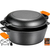 Cast Iron Double Dutch Oven W/ Loop Handles