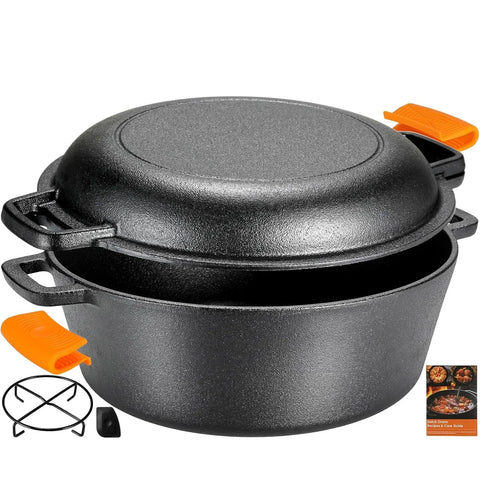 Cast Iron Double Dutch Oven W/ Loop Handles